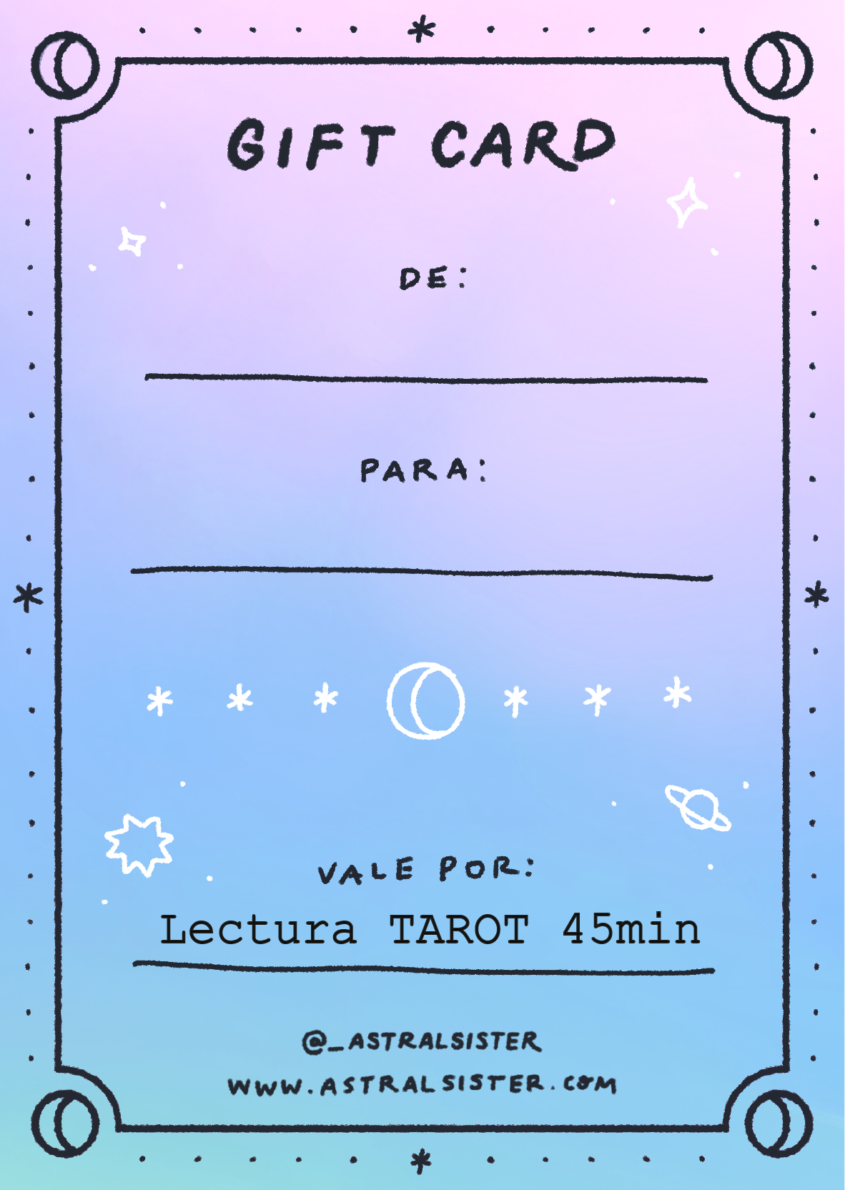 GIFT CARD - Lectura Tarot 45min